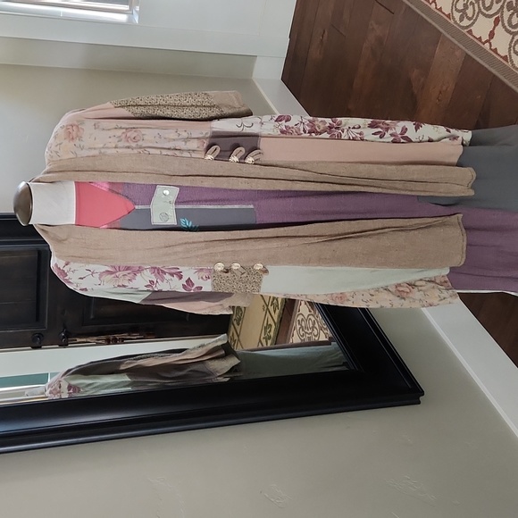 Brown Floral Flyaway Coat Sweater  Jacket - Picture 2 of 5